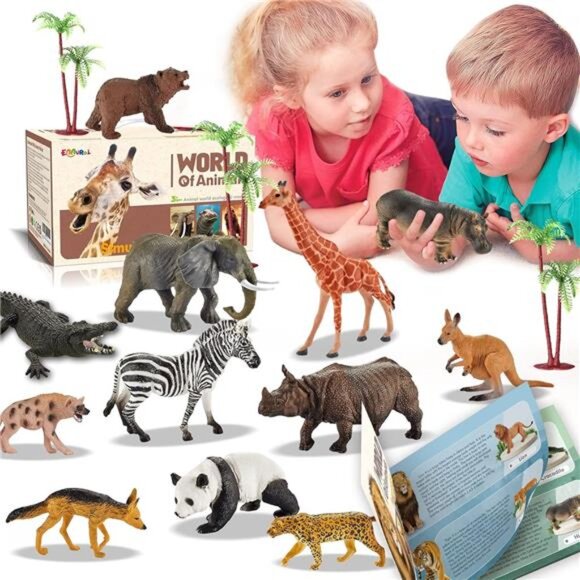 31 Pcs Safari Animals Figures Including 24 Realistic Jungle Playset Toys Zoo - Picture 1 of 7